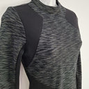 Second-Hand - Karen Millen Structured Charcoal Micro Lines Midi Dress Size 10 - SwapUp