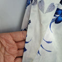 Second-Hand - Cue Blue Floral Satin Zip Front Dress Size 8 - SwapUp