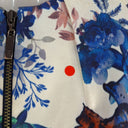 Second-Hand - Cue Blue Floral Satin Zip Front Dress Size 8 - SwapUp
