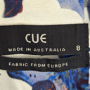 Second-Hand - Cue Blue Floral Satin Zip Front Dress Size 8 - SwapUp