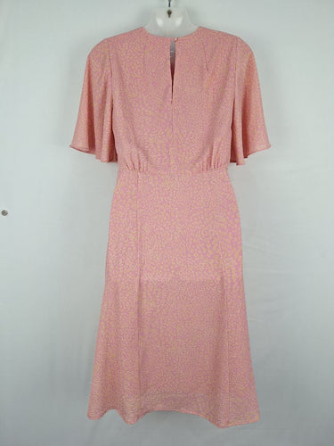 Second-Hand - Seed Pink Leopard Feminine Flutter Dress Size 8 - SwapUp