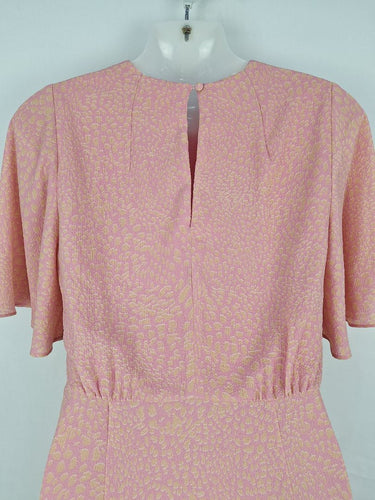 Second-Hand - Seed Pink Leopard Feminine Flutter Dress Size 8 - SwapUp