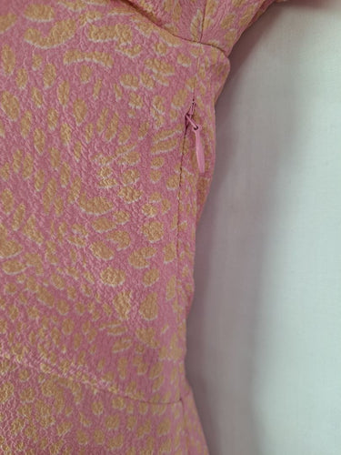 Second-Hand - Seed Pink Leopard Feminine Flutter Dress Size 8 - SwapUp