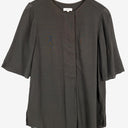 Second-Hand - Reiss Charcoal Front Pleat Flowy Top Size 8 - SwapUp