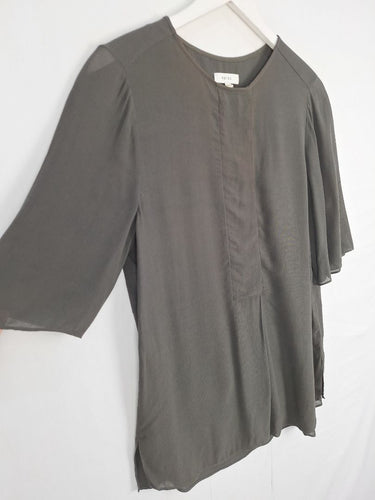 Second-Hand - Reiss Charcoal Front Pleat Flowy Top Size 8 - SwapUp