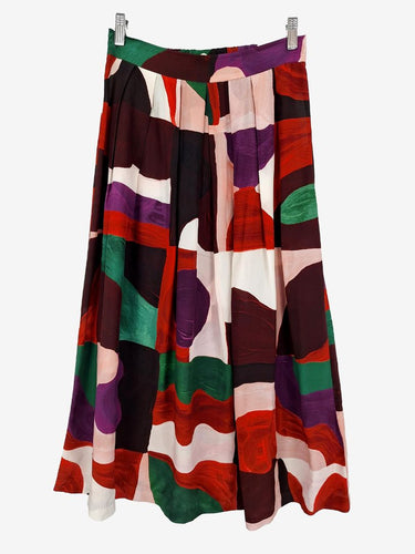 Gorman Earthy Painted Pleat Midi Skirt Size 8