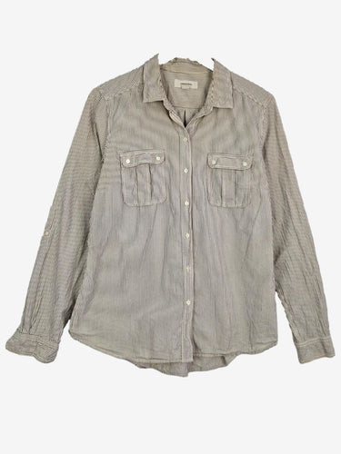 Country Road Grey Pinstripe Casual Square Pocket Shirt Size L