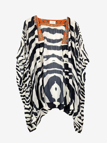 Camilla Zebra Sleeveless Kimono Silk Cardigan Size One Size