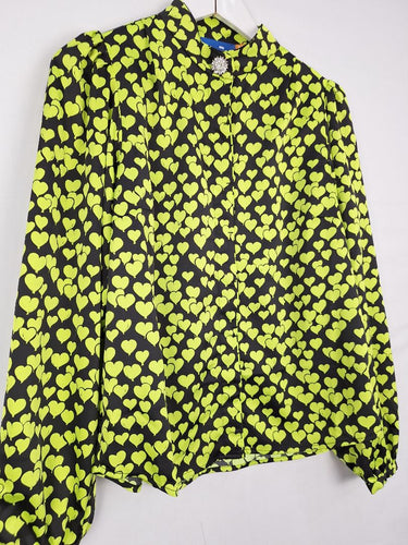 Second-Hand - Cras Acid Green Love Heart Shirt Size M - SwapUp