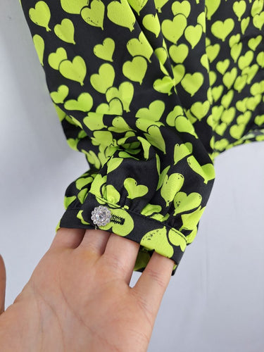 Second-Hand - Cras Acid Green Love Heart Shirt Size M - SwapUp