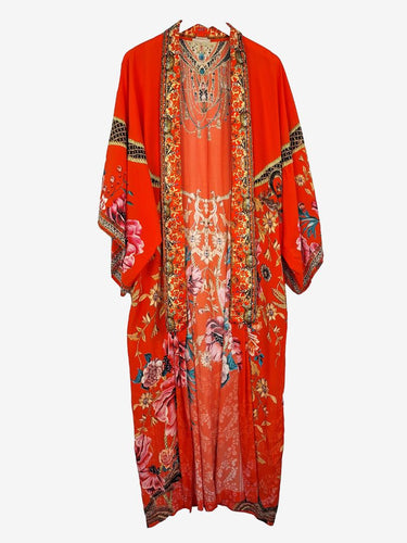 Camilla Kimono Silk Scarlett Bloom Coat Size M