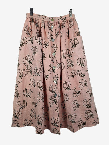 Gorman Pink Banana Doodle Midi Skirt Size 8
