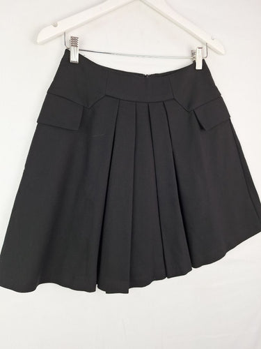 Second-Hand - Cue Sweet Black Pleat Mini Skirt Size 8 - SwapUp
