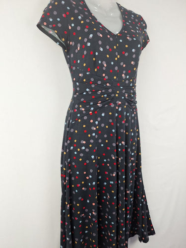 Second-Hand - Maiocchi Spotted Bow Waist V Neck Dress Size 8 - SwapUp