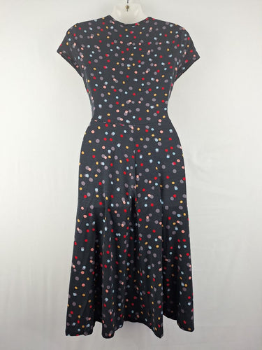 Second-Hand - Maiocchi Spotted Bow Waist V Neck Dress Size 8 - SwapUp