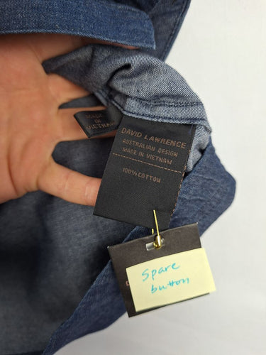 Second-Hand - David Lawrence Indigo Denim Long Sleeve Blouse Size 6 - SwapUp