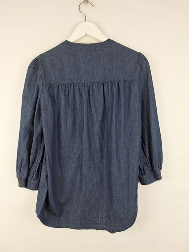 Second-Hand - David Lawrence Indigo Denim Long Sleeve Blouse Size 6 - SwapUp
