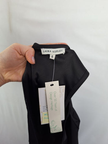 Second-Hand - Laura Ashley Ink Sheen Pleated Midi Dress Size 6 - SwapUp