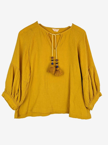 Gorman Boho Mustard Waffle Cotton Top Size 10