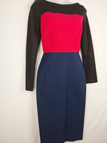 Second-Hand - Banana Republic Fitted Colour Block Midi Dress Size 4 - SwapUp