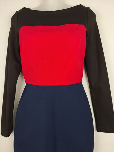 Second-Hand - Banana Republic Fitted Colour Block Midi Dress Size 4 - SwapUp