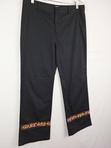 Second-Hand - Cloth.ier Embroidered Detail Essential Black Pants Size XL - SwapUp