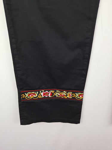 Second-Hand - Cloth.ier Embroidered Detail Essential Black Pants Size XL - SwapUp
