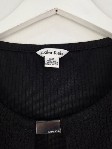 Second-Hand - Calvin Klein Crinkle Textured Keyhole Cut Out Top Size S - SwapUp