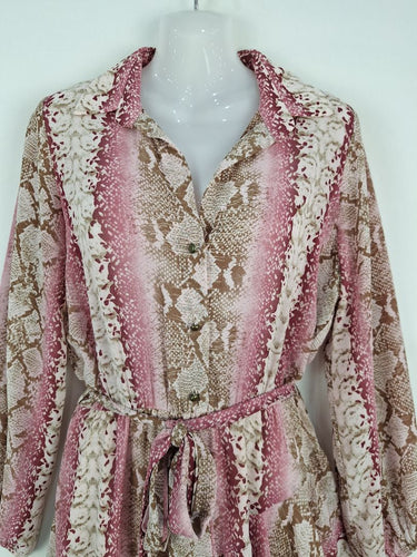 Second-Hand - Sheike Rose Reptile Chiffon Shirt Dress Size 10 - SwapUp