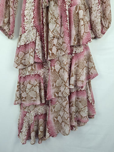 Second-Hand - Sheike Rose Reptile Chiffon Shirt Dress Size 10 - SwapUp
