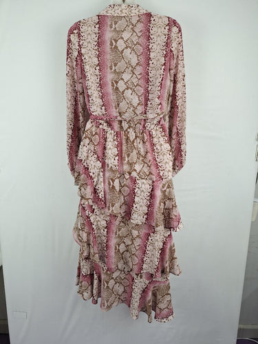 Second-Hand - Sheike Rose Reptile Chiffon Shirt Dress Size 10 - SwapUp