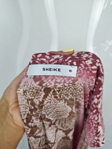 Second-Hand - Sheike Rose Reptile Chiffon Shirt Dress Size 10 - SwapUp