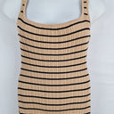 Second-Hand - White Closet Latte Ribbed Stripe Maxi Dress Size L - SwapUp