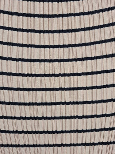 Second-Hand - White Closet Latte Ribbed Stripe Maxi Dress Size L - SwapUp
