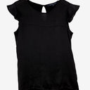 Second-Hand - French Connection Flutter Sleeve Dainty Black Top Size XS - SwapUp