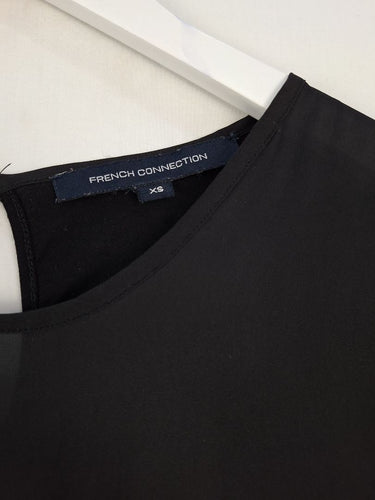 Second-Hand - French Connection Flutter Sleeve Dainty Black Top Size XS - SwapUp