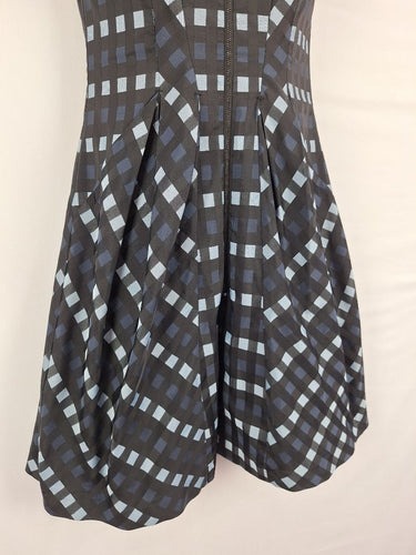 Second-Hand - Cue Blue Grid Bubble Hem Dress Size 6 - SwapUp