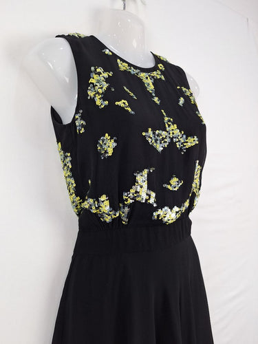 Second-Hand - French Connection Sequin Top Chiffon Midi Dress Size 6 - SwapUp