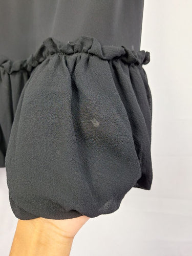 Second-Hand - Tiffany Treloar Black Silk Bubble Hem Maxi Dress Size 14 - SwapUp