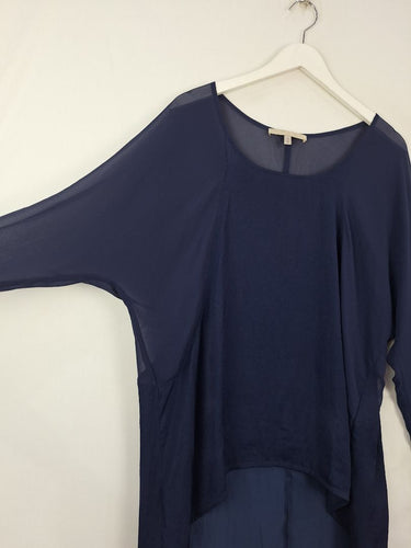 Second-Hand - Kingan Jones Royal Navy Sheer Sleeved Top Size 14 - SwapUp