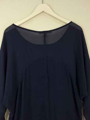 Second-Hand - Kingan Jones Royal Navy Sheer Sleeved Top Size 14 - SwapUp