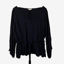 Second-Hand - Tasteful Key Hole Blouse with Tie Waist Size - SwapUp