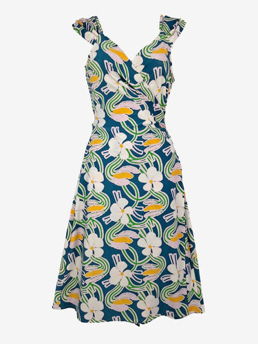 Diane von Furstenberg Silk Jersey Daisy Wrap Midi Dress Size 8