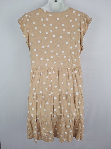 Second-Hand - Betty Basics Feminine Beiege Polka Dot Sun Dress Size 16 - SwapUp