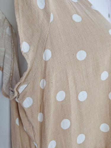 Second-Hand - Betty Basics Feminine Beiege Polka Dot Sun Dress Size 16 - SwapUp