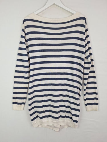 Second-Hand - Isabella Oliver Nautical Striped Long Line Cardigan Size S - SwapUp