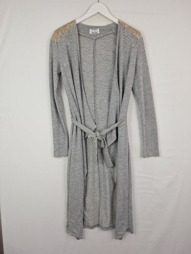 Second-Hand - Runaway Sleek Gold Cap Sleeved Cardigan Size 6 - SwapUp
