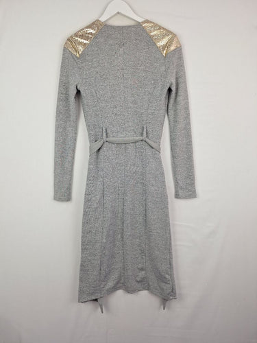 Second-Hand - Runaway Sleek Gold Cap Sleeved Cardigan Size 6 - SwapUp
