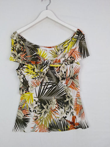 Second-Hand - Anthea Crawford Slinky Jungle Patterned Top Size M - SwapUp