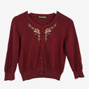 Second-Hand - Princess Highway Flower Embroidered Maroon Cardigan Size 10 - SwapUp
